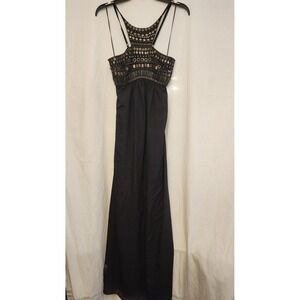 Seduce Dress Womens 4 Black Halter Embellished Studded Maxi Evening Gown